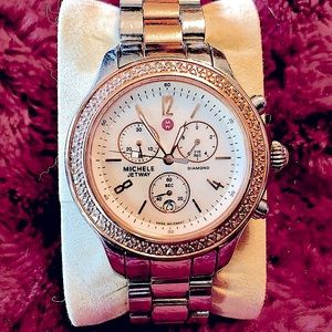 Michele Jetway Diamond Rose Gold 2Tone Watch